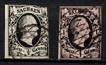 1851-55 Prussia, German States, Germany (Mi. 3 - 4, Canceled, CV $40)