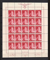 1943 24g+1Z General Government, Germany (Full Sheet, Control Number `IV`, MNH)