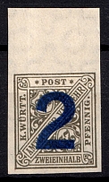 1919 2 on 2,5pf Wurttemberg, Germany, Official Stamp (Mi. 257 P U, Proof, Signed, CV $80, MNH)