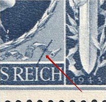 1943 8pf Third Reich, Germany (Mi. 846 II, Stroke on the Ribbon, Print Error, Control Number `15,00`, Corner Margins, Pair, CV $170, MNH)