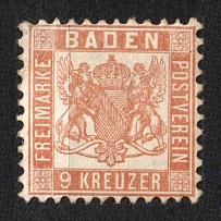 1862-66 9k Baden, German States, Germany (Mi. 20 b, Sc. 23, CV $180)