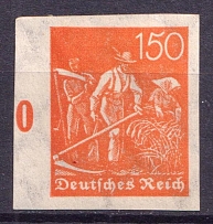 1921-22 150pf Weimar Republic, Germany (Mi. 189, IMPERFORATED, CV $50)