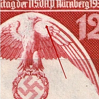 1935 12pf Third Reich, Germany (Mi. 587 I, Missed Hatching on Wing, Print Error, Signed, CV $90, MNH)