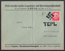 Commercial letter mailed to TEPL with swastika stamp, Occupation of Sudetenland, Germany