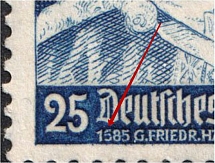 1935 25pf Third Reich, Germany (Mi. 575 I, `1585` instead `1685`, Print Error, Pair, Signed, CV $90, MNH)