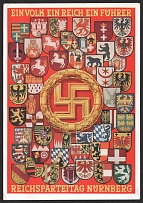 1938 'Reich Party Congress Nuremberg', Propaganda Postcard, Third Reich Nazi Germany
