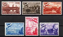 1947 10th Anniversary of the Moscow - Volga Canal, Soviet Union, USSR, Russia (Zv. 1067 - 1072, Full Set)