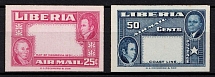 1952 Liberia (Mi. 438 - 439, MISSED Center, Imperforate, MNH)