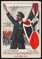 1934 German Reich Warrior Day, Kassel, Germany, Postcard