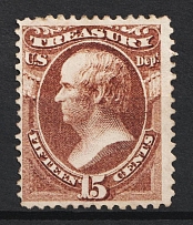 1873 15c Webster, Official Mail Stamp 'Treasury', United States, USA (Scott O79, Brown, CV $140)