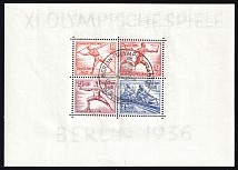 1936 Third Reich, Germany, Souvenir Sheet (Mi. Bl. 6, Special Cancellation BERLIN, CV $120)