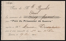 1915 (29 Nov) Geneva, Switzerland, for Prisoners of War, Сheck for Сash Сontribution
