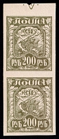 1921 200r RSFSR, Russia, Pair (Zag. 9в, Olive, CV $400, MNH)