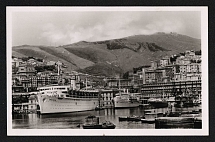 1939 'Genoa, harbor with  Wilhelm Gustloff ', Propaganda Postcard, Third Reich Nazi Germany