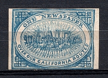 `Wells Fargo & Co` California Paid Newspaper Stamp, USA, Local