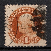 1880-82 1c Franklin, United States, USA (Scott 133a, Brown Orange, Canceled, CV $650)