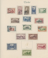 Turkey - Nice Collection - 1914-17, album pages with about 150 mostly mint stamps (20-used), representing definitive set of 1914 (no high value) with later used overprints and excellent range of crescent overprints/surcharges for …