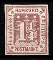1866 1.25s Hamburg, German States, Germany (Mi. 20 a, Sc. 24, lmperf, CV $70)