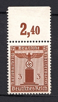1942 3pf Third Reich, Germany Official Stamp (Horizontal Gum, Control Number, CV $60, MNH)