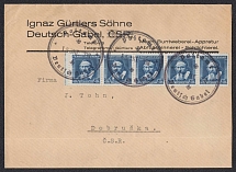 1938 (Oct 15) Letter mailed to DEUTSCH-GABEL (Nemecke Jablonne). Provisional round cancellations. Addressed to DOBRUSKA. Occupation of Sudetenland, Germany