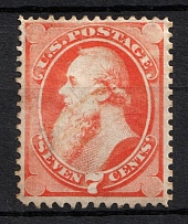 1873 7c Stanton, United States, USA (Scott 160, Orange Vermilion, Canceled, CV $1,000)
