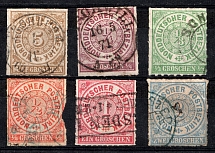 1868 North German Confederation, German States, Germany (Mi. 1 - 6, Signed, Canceled, CV $60)