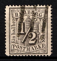 1864-67 1/2s Hamburg, German States, Germany (Mi 10, Sc. 13, Signed, Canceled, CV $30)