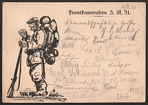 1933 'Front comrades J.R. 31', Propaganda Postcard, Third Reich Nazi Germany