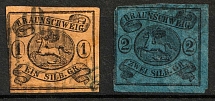1853-56 Braunschweig, Germany (Mi. 6 - 7, Canceled, CV $200)
