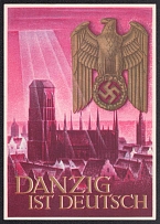 1939 Return of Danzig to the Reich 'Danzig is German', Swastika, Third Reich, Germany, Postcard, Mint