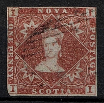 1851-53 1p Nova Scotia, Canada (SG 1, Canceled, CV $650)