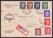 1943 Ukraine, WWII Germany Occupation, Official Mail, Registered Cover, Szczecin - Nikopol