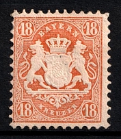 1870 18k Bavaria, German States, Germany (Mi. 27 Y, Sc. 30, CV $30)