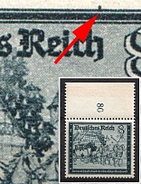 1944 8pf Third Reich, Germany (Mi. 889 IV, Short Stroke on upper Frame about 'h' in 'Reich', Margin, Plate Number, CV $100, MNH)