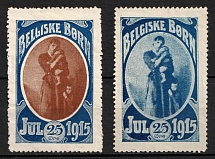 1915 Denmark, 'Belgian Children, Christmas', World War I, Charity Stamps