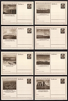 1937 Hindenburg, Third Reich, Germany, 8 Postal Cards