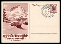 1936 'Winter Olympic Games', Propaganda Postcard, Third Reich Nazi Germany