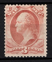 1873 3c Washington, Official Mail Stamp 'War', United States, USA (Scott O85, Rose, CV $280)