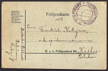 191_ (15 Mar) Word War I Military Field Post Feldpost Postcard from Slatinany (Czechoslovakia) to Kielce (Poland)