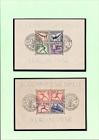 1936 Third Reich, Germany, Souvenir Sheets (Mi. Bl. 5 z, Bl. 6 z, Special Cancellations Dresden, CV $650)