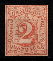 1859 2s Hamburg, German States, Germany (Mi. 3, Sc. 3, CV $170)