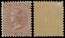 British Commonwealth - Australian State - New South Wales - 1899, Queen Victoria, albino surcharge ''nine cents'' on 10p dull brown, perforation 12x11½, watermark Large Crown and NSW, large part of OG, hinged, F/VF, SG #309b, …