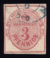 1859 3pf Hanover, Germany (Mi. 13 b, Canceled, CV $260)