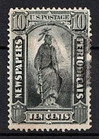 1875 10c Statue of Freedom, Newspaper and Periodical Stamp, United States, USA (Scott PR15, Canceled, CV $70)