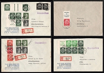 1939-42 Hindenburg, Hitler, Third Reich, Germany, Registered Covers franked Se-tenants Zusammendrucke tied by Cologne Postmarks