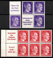 1941 Third Reich, Germany, Se-tenants, Zusammendrucke (Mi. H-Bl. 122 B, S 282, W 155, 785, CV $40)