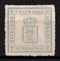 1867 2s Mecklenburg-Schwerin, German States, Germany (Mi. 6 b, Sc. 6, Signed, CV $230)