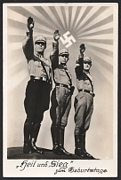1934 'Salute and victory on your birthday', Propaganda Postcard, Third Reich Nazi Germany