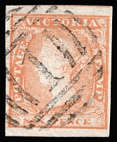 1854 6p Victoria, Australia (SG 32a, Canceled, CV $30)