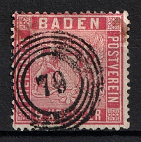 1861 9kr Baden, German States, Germany (Mi. 12, Signed, Canceled, CV $290)